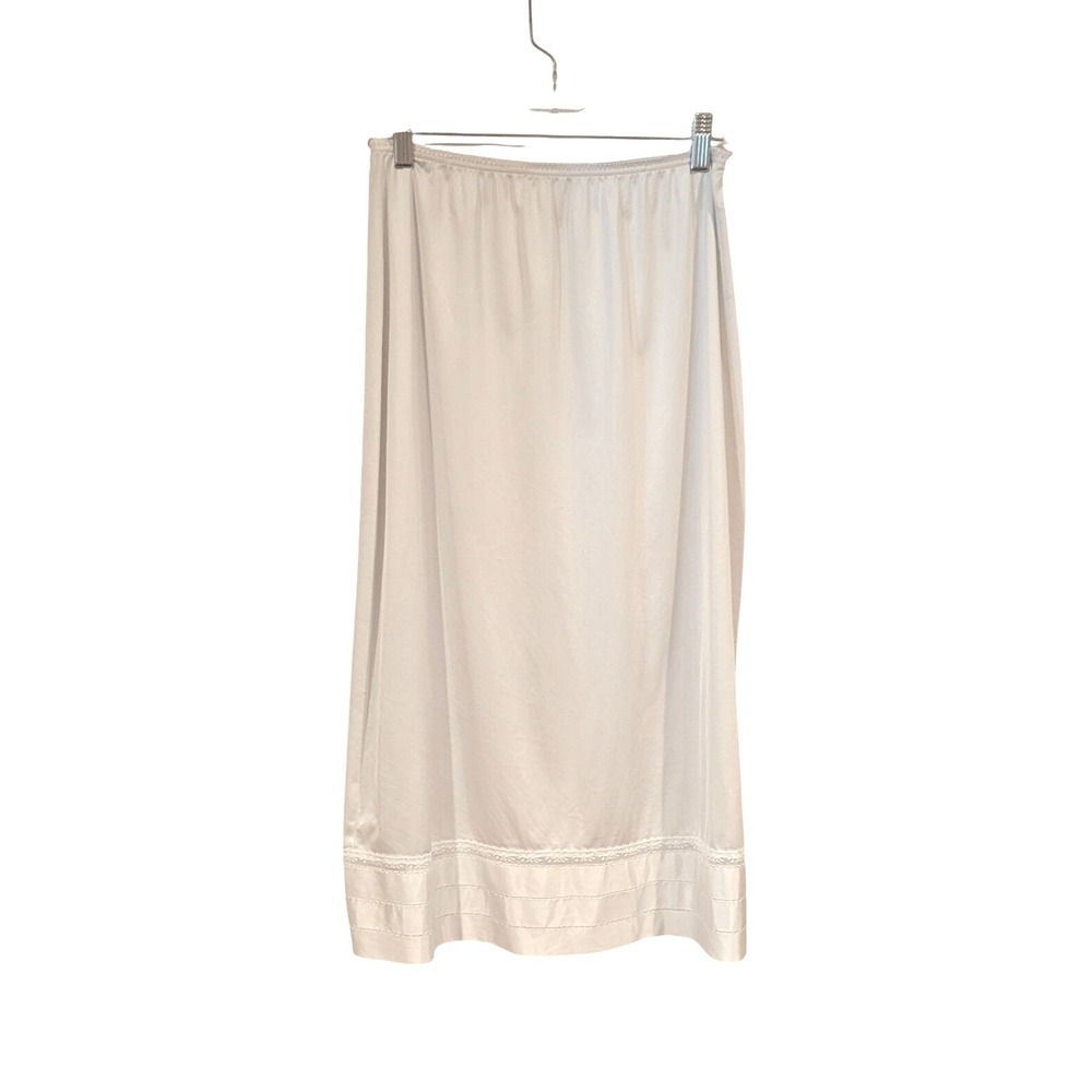 Vintage Lorraine‎ White Nylon Half Slip Medium Lingerie Lace Trim Petticoat